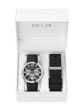Guess Zen Multifunctioneel Horloge Zwart Kast Gemaakt Van 100% Roestvrij Staal En Een Armband Van 100% Echt Leer 42 GW0809G1