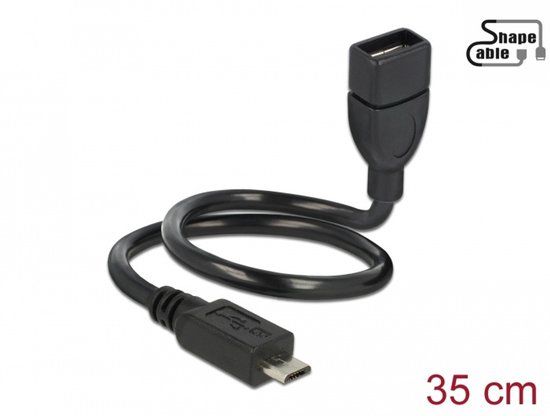 Delock Cable USB 2.0 Micro-B male > USB 2.0 Type-A female OTG ShapeCable 0.35 m Zwart