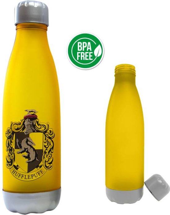 Harry Potter Drinkfles Soft Touch - Hufflepuff - 650ml - Oranje
