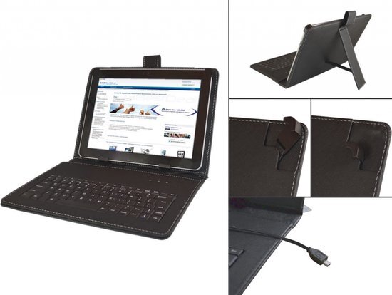 i12Cover Universele 10 inch Keyboard Case, zwart , merk Betaalbare universele 10 inch keyboard case geschikt voor een tablet. De cover is gemaakt van PU leer met ingebouwd QWERTY toetsenbord