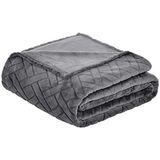 Amazon Basics Fleece plaid, met stiksel, grijs, 220 x 240 cm