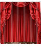 GETTOGET Theater douchegordijn, showpodiumgordijnen rode gordijnen klassieke antieke achtergrond, waterdicht polyester gordijn festival cadeau, 182 x 182 cm