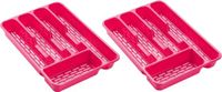 Plasticforte Bestekbak - bestekhouder - 5 vaks - fuchsia roze - 33 x 24 x 4 cm - Kunststof