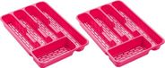 Plasticforte Bestekbak - bestekhouder - 5 vaks - fuchsia roze - 33 x 24 x 4 cm - Kunststof