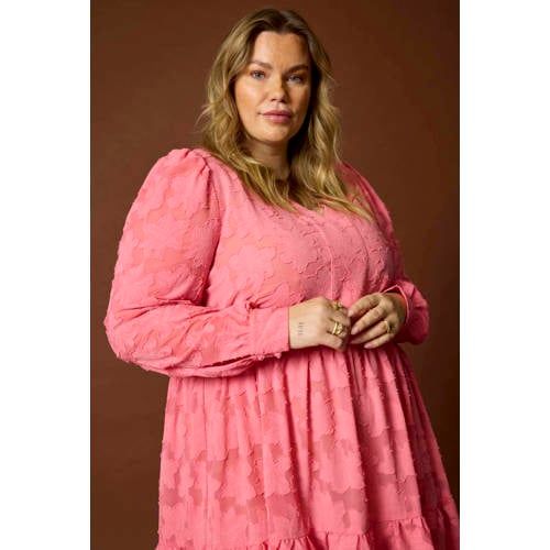 Anyday korte gebloemde jurk Plus Size - roze