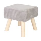 Relaxdays Poef op poten - 30 cm - corduroy - lichtgrijs