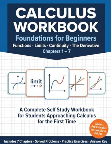 Calculus Workbook: Foundations for Beginners: Functions, Limits, Continuity, and the Derivative Made Clear