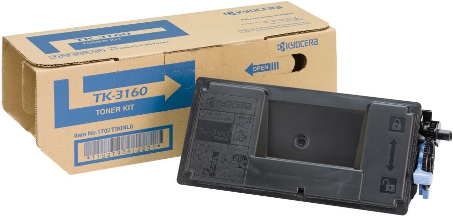 Kyocera TK-3160 Toner Cartridge - Black - Original - 12,500 Pages