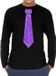 Bellatio Decorations Verkleed shirt heren - stropdas glitter paars - zwart - carnaval - longsleeve XXL