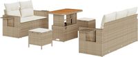 vidaXL Tuinbank Set 8-delig Beige Polyrattan