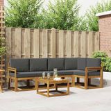 vidaXL Acacia Hout Bank Loungeset 5 Zitplekken Natuurlijk en Antraciet Inclusief Tafel