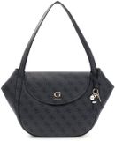 GUESS Coleen Logo Flap Shoulder Bag Coal Logo donkergrijs
