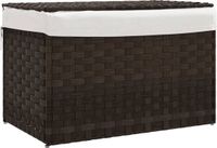 vidaXL Wasmand met deksel 55,5x35x34 cm poly rattan donkerbruin