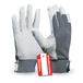 Gebol Uni Fit Comfort, 1 paar werkhandschoenen van hoogwaardig leer, handschoenen heren voor bouw, mechanica en tuin, elastische band & klittenbandsluiting, veiligheidshandschoenen maat L/9, wit/grijs