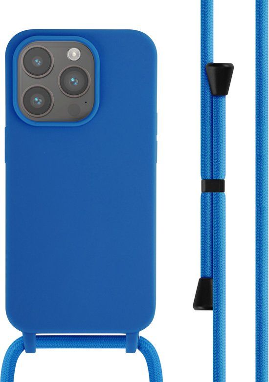 iMoshion Hoesje iPhone 14 Pro - Siliconen Back Cover met Koord - Blauw