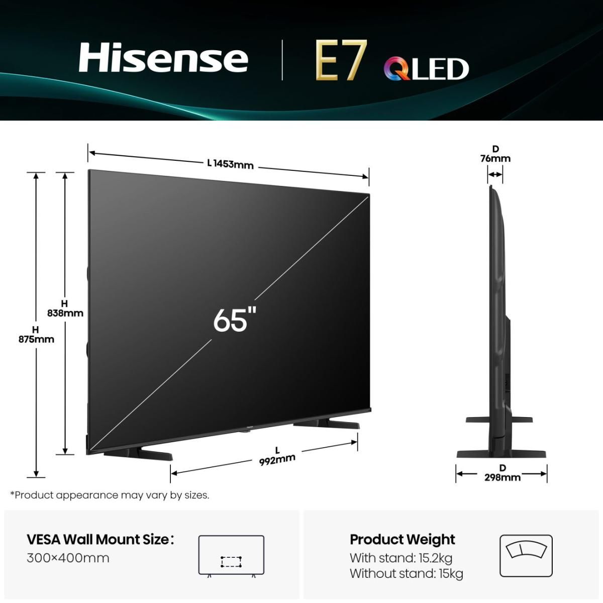 Hisense QLED 65E7Q / 65 inch / 2025