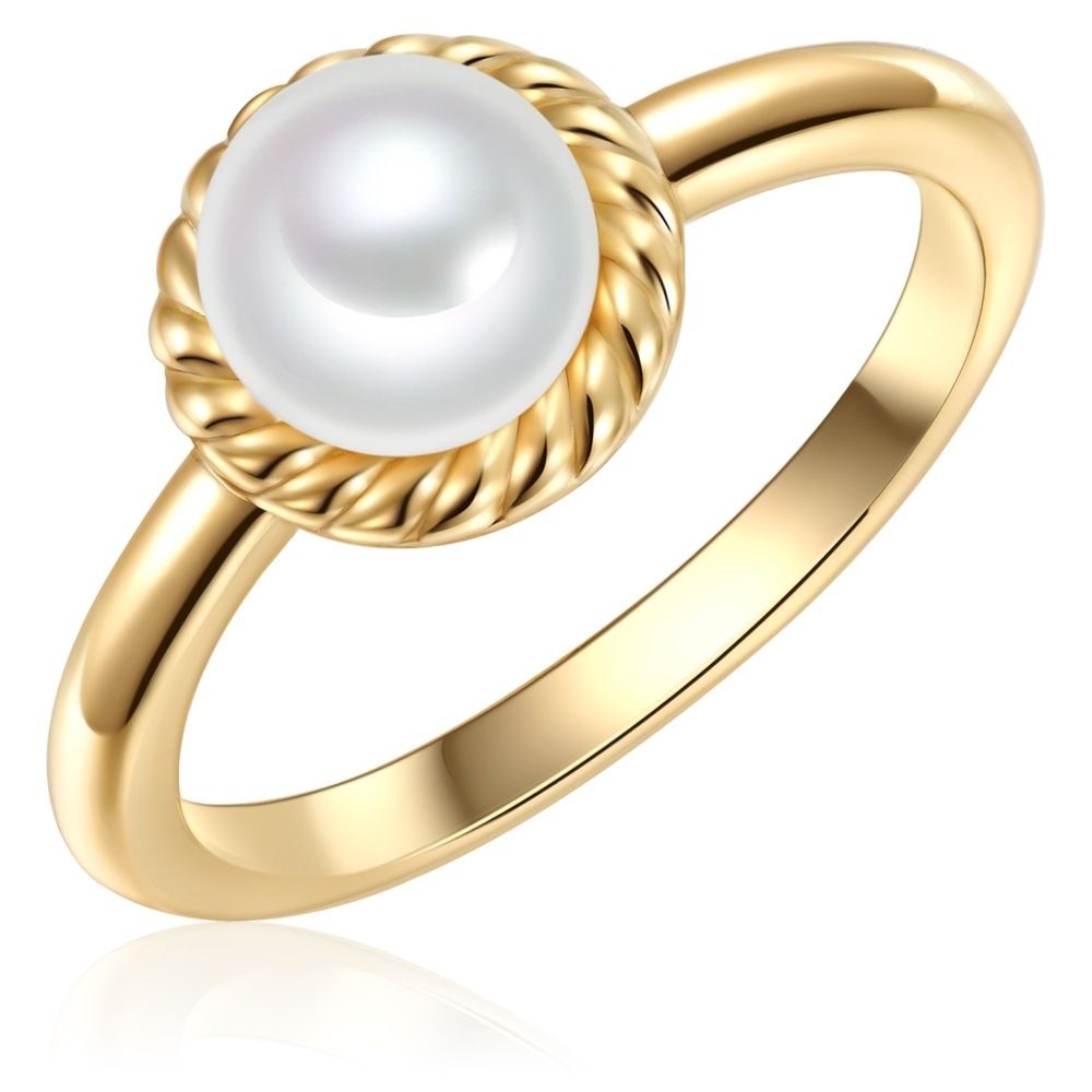 Valero Pearls Ring Sterling Zilver Zirkonia Geelgoud Dames