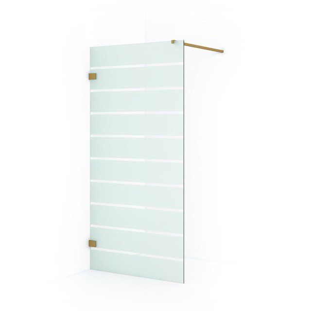 Maxaro Inloopdouche Diamond 90cm 8mm Helder Veiligheidsglas met Matte Strepen Goud