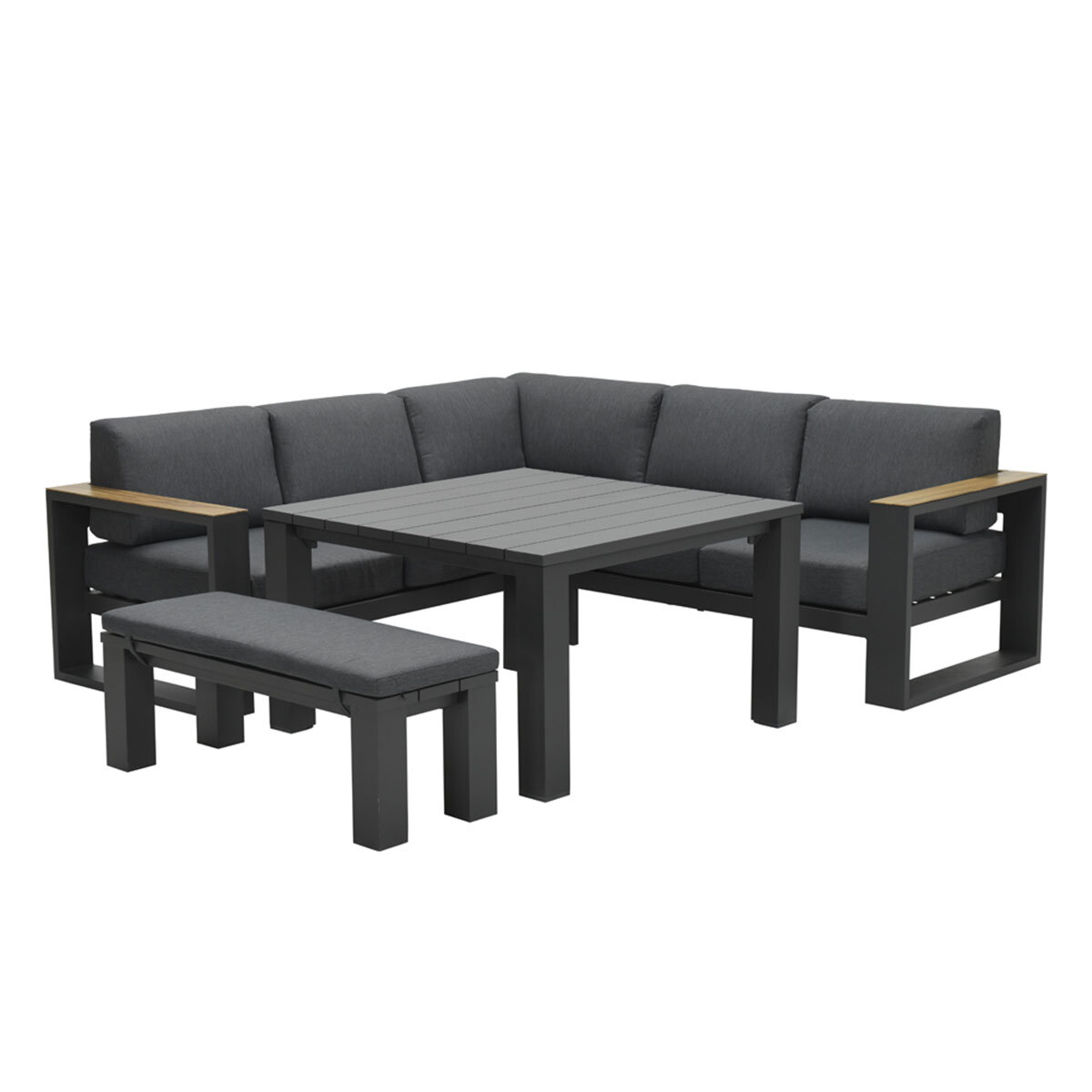 Garden Impressions Plaza lounge dining set 5-delig donker grijs - teaklook