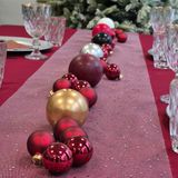 Givi Italia Tafelloper op rol - met glitter pailletten - zilver - 30cm x 3m - stof - Bruiloft/feest tafellopers