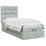 vidaXL Ottoman bed met matras Lichtgrijs 90 x 190 cm Fluweel