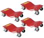 Assistants de stationnement automatiques - Chariots de transport lourds pour véhicules - Jeu de 4 - Métal - Avec frein - Capacité de charge 1361–2722 kg - Hydrofuge - Rouge