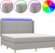 VidaXL Boxspringbed met matras en LED-verlichting, lichtgrijs, 180x200 cm, gestoffeerd