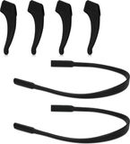 kwmobile Anti-slip houder en bandje voor brilveren set - 4x L siliconen oorhaken en 2x bandje voor bril zwart