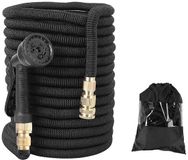 Merkloos Tuyau d'arrosage flexible - 15 mètres – avec pistolet d'arrosage, raccords, crochet et sac de rangement – 8 modes de pulvérisation – Noir – léger et anti-pli