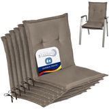 Beautissu Loft NL Stoelkussen Set 6x Lage Rugleuning 100x50 cm Taupe – Tuinstoelkussen UV-bestendig