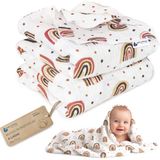 Medi Partners Mousseline Babydeken 60x75cm Mousseline Deken voor Pasgeborenen - Dunne Zachte Knuffeldeken Zomerdeken Voor Peuters Speelmat Wieg Kinderwagen (Regenboog)