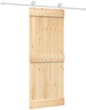 vidaXL Schuifdeur 80 x 210 cm Massief Pine Hout (Onbehandeld)