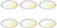 BES LED LED Paneel Slim Inbouw 6 Stuks - Brinton Thin - 24W 2400lm 120° Bundelhoek - Aanpasbare Lichtkleur 3000K-4000K-6500K - IP40 - Rond - Wit - Ø298mm Buitenmaat - Ø275mm Zaagmaat