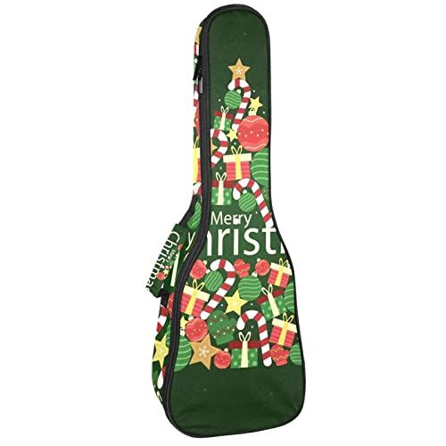 UEKWLOSDN Kerstboom achtergrond sopraan ukelele hoes tenor ukelele tas voor volwassenen ukelele hoes met verstelbare bandjes waterdichte ukelele gewatteerde tas