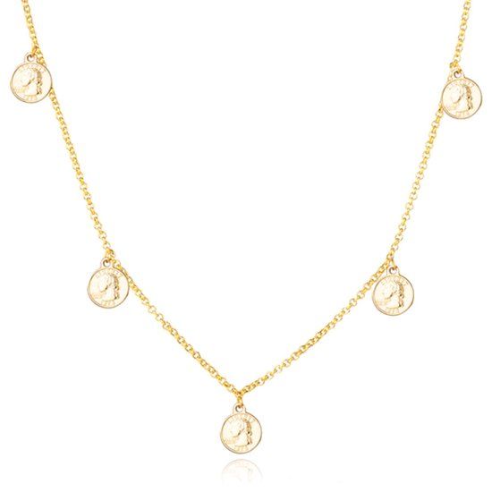 LGT JWLS Ketting met 5 muntjes - Goudkleurig