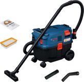 Bosch Professional Bosch PRO alleszuiger met snoer GAS12-25LS (kunststof verlengbuizen, platte plooifilter, 3,5 m zuigslang, gebogen zuigmond, vloerzuigmond, spleetzuigmond, vlieszak, universele adapter)