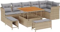 vidaXL Tuinbank Set Beige en Lichtgrijs