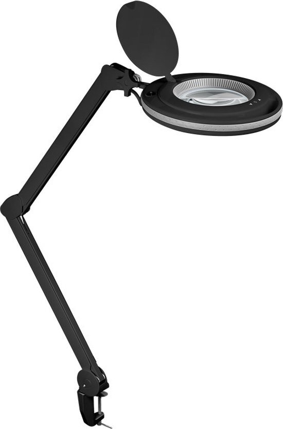 LED Loeplamp met kristallen lens - 9W - Dimbaar - 1,75x vergroting - Klemmontage - Zwart