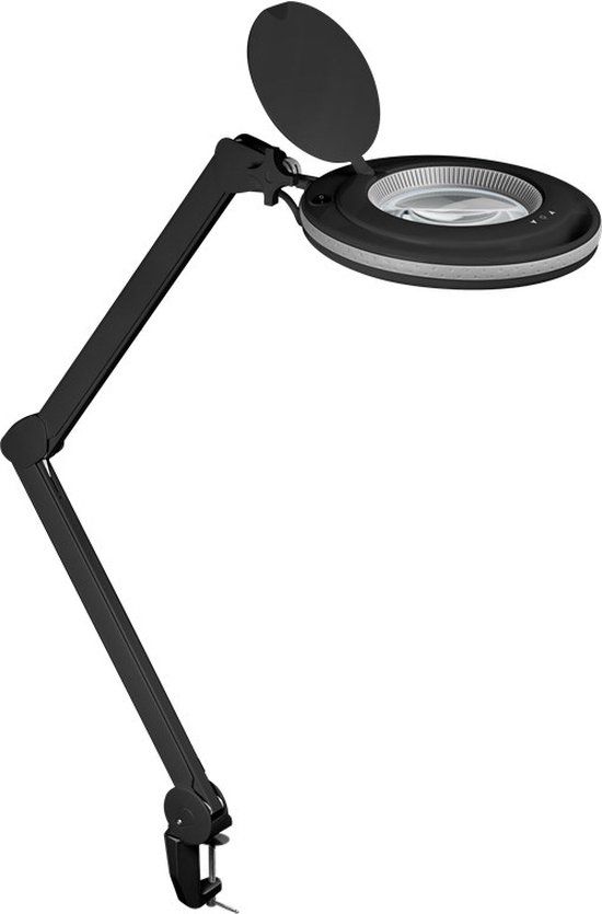 Goobay LED Loeplamp met kristallen lens - 9W - Dimbaar - 1,75x vergroting - Klemmontage - Zwart