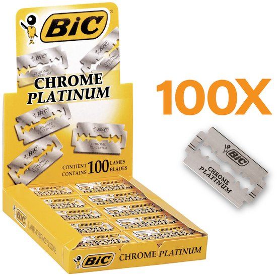 BIC Chrome Platinum Double Edge Blade Safety Razor - 100 Pieces - Grey