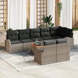 vidaXL Tuinbank Set 9-delig Grijs Polyrattan