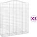 vidaXL Gabions - 3 pièces - Courbé - 200x50x220/240 cm - Fer