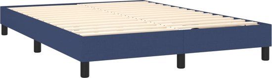 vidaXL Boxspring met matras stof blauw 140x190 cm
