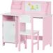 LEDE Bureau Enfant Rose 90x45x85cm Avec Tableau Blanc, Ensemble Table Et Chaise +5 Ans
