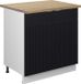 Vicco Keukenonderkast Fame-Line, Zwart gestreept/Wit, 80 cm goudkleurig eiken werkblad
