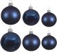 Decoris Lot de boules de Noël en verre bleu foncé brillant/mat 16x pièces