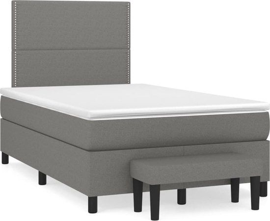 vidaXL Boxspring met matras stof donkergrijs 120x200 cm