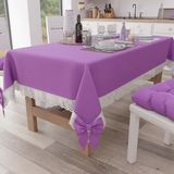 PETTI Artigiani Italiani - Tafelkleed, rechthoekig keukentafelkleed met franjes en strikken, effen katoen tafelkleed, X6-zits (140 x 180 cm) lila