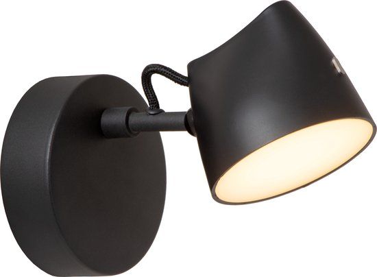 Lucide MILNE - Wandlamp - LED Dimbaar - 1x8W 2700K - Zwart