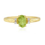 Cavill - Zilveren ring 925 sterling zilver verguld - 0,676 ct ovale Arizona peridoot briljant + 4 rond zirkonia - elegante groene edelsteen ring
